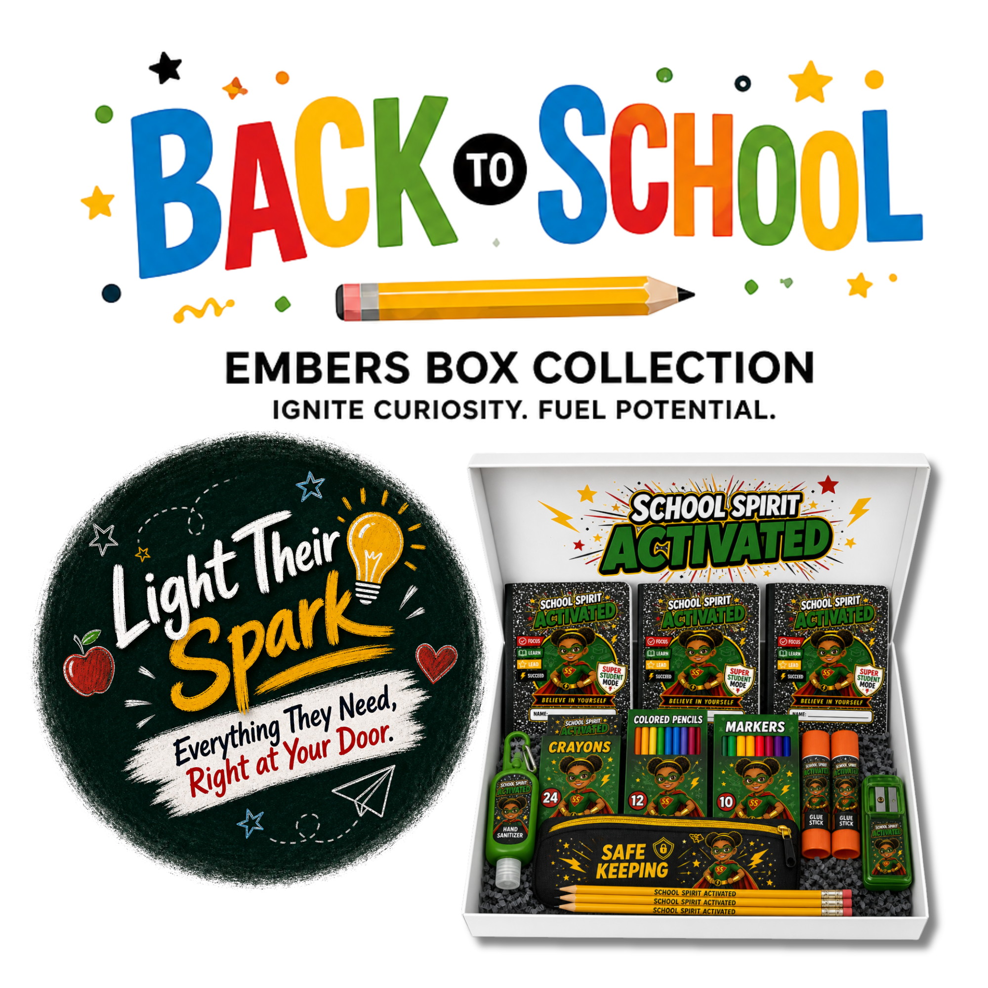 Custom School Supplies - Back To School Supplies Embers Collection Box
