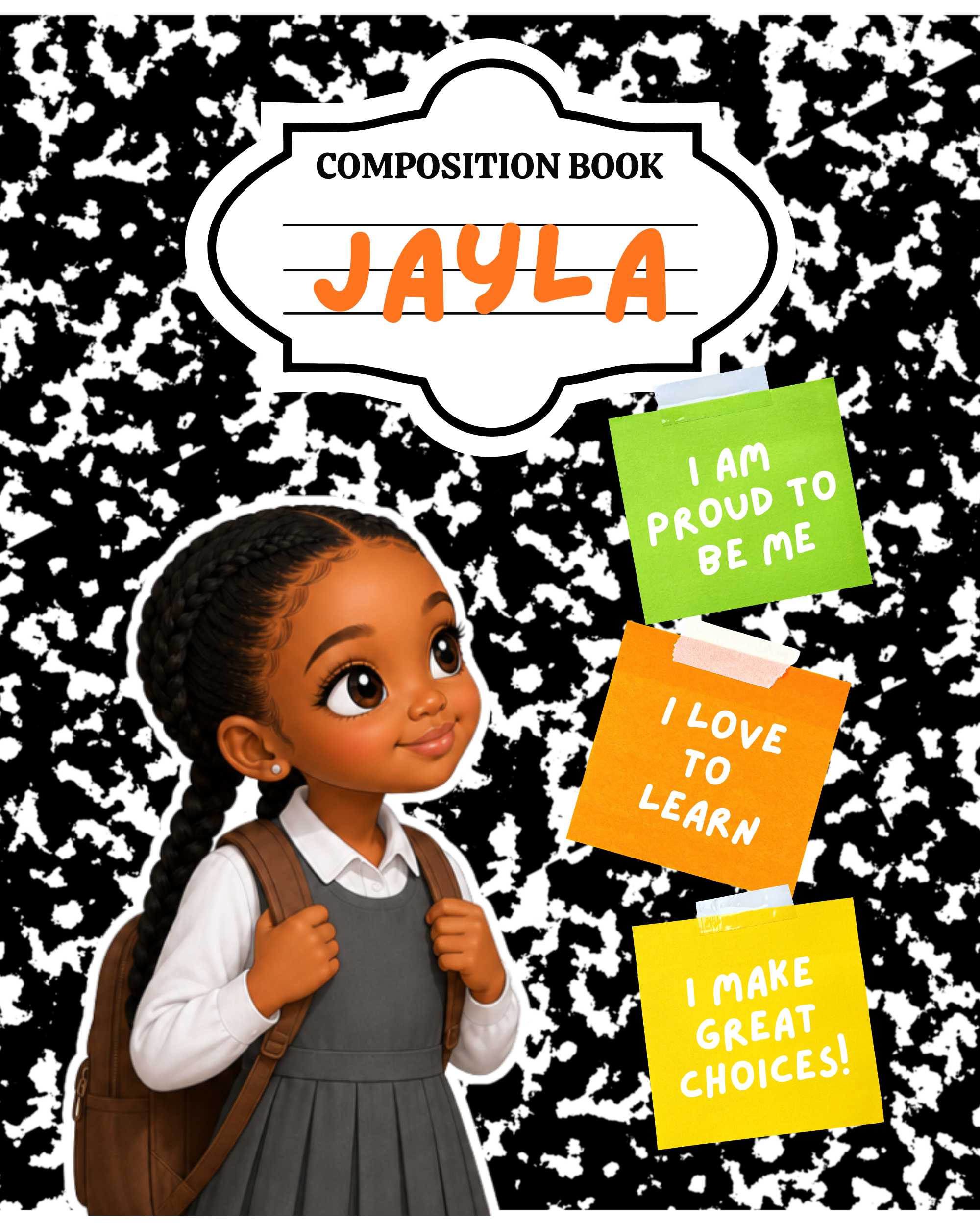 6 Digital Composition Notebook Prints - Back to School
